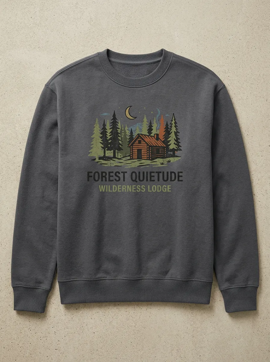 Unisex Nature Lover Forest Cabin Wilderness Printed Sweatshirt