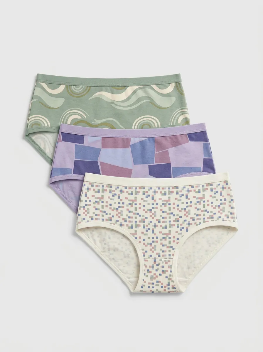 Women's Abstract Geometric Pattern Three-Pack Waves Briefs
