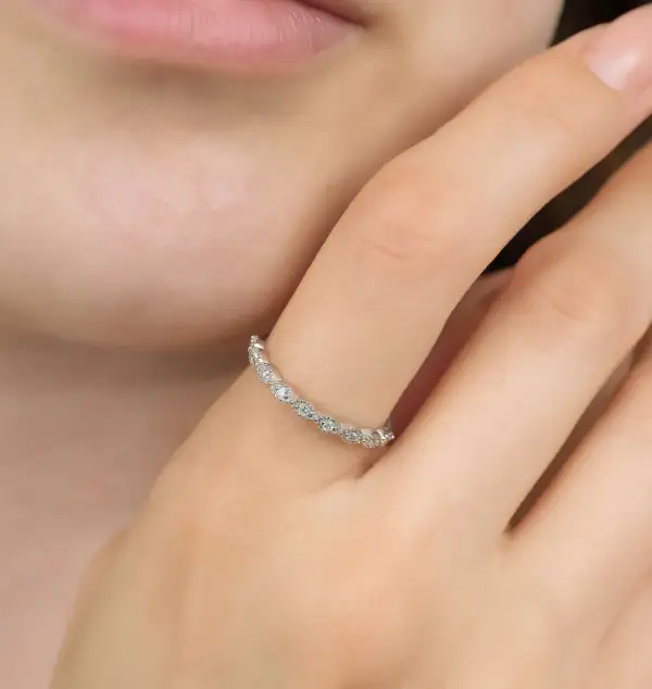 Women's Solid Gold Round Diamond Minimalist Ring