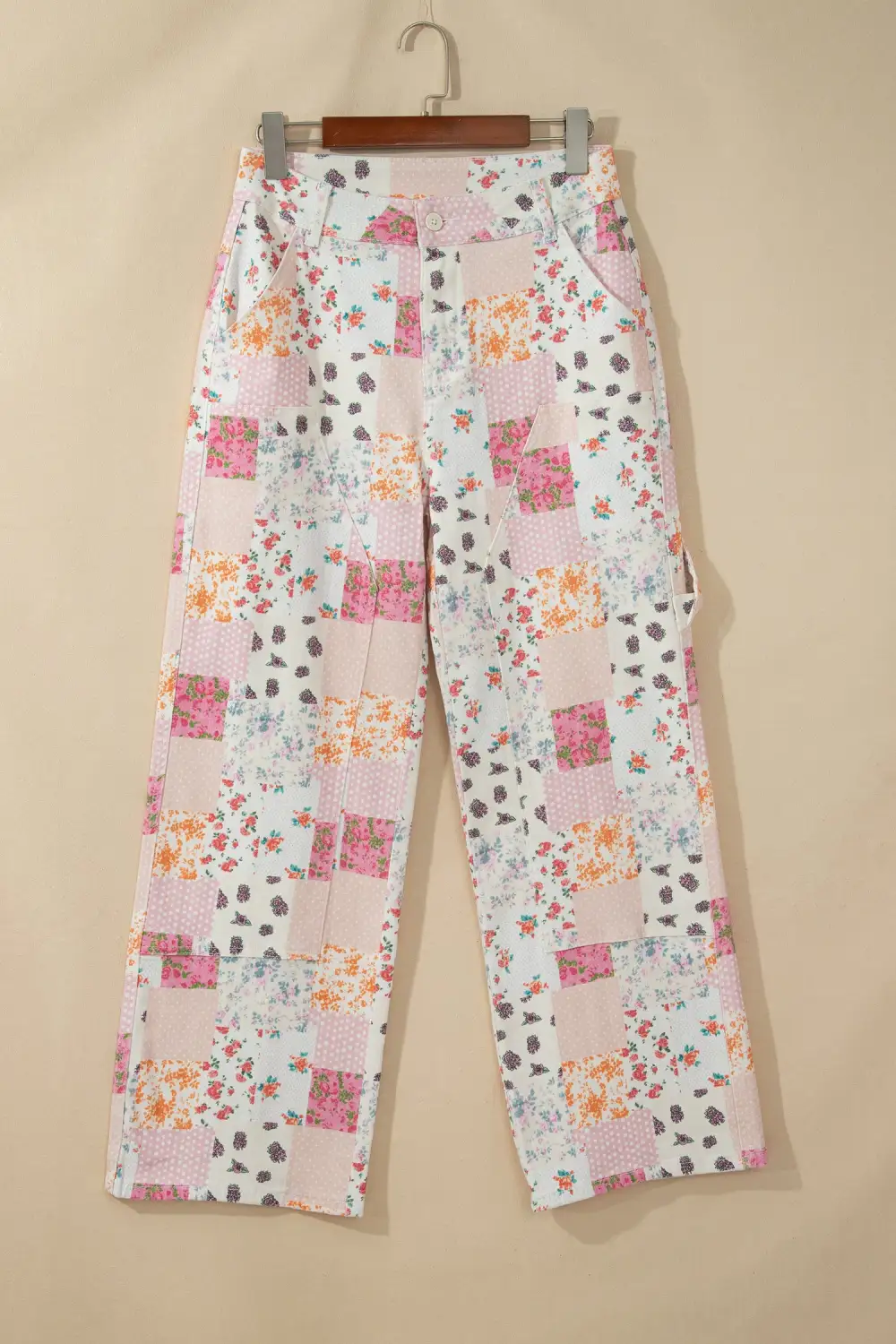 Women's Floral Patchwork Wide Leg Full Length Jeans