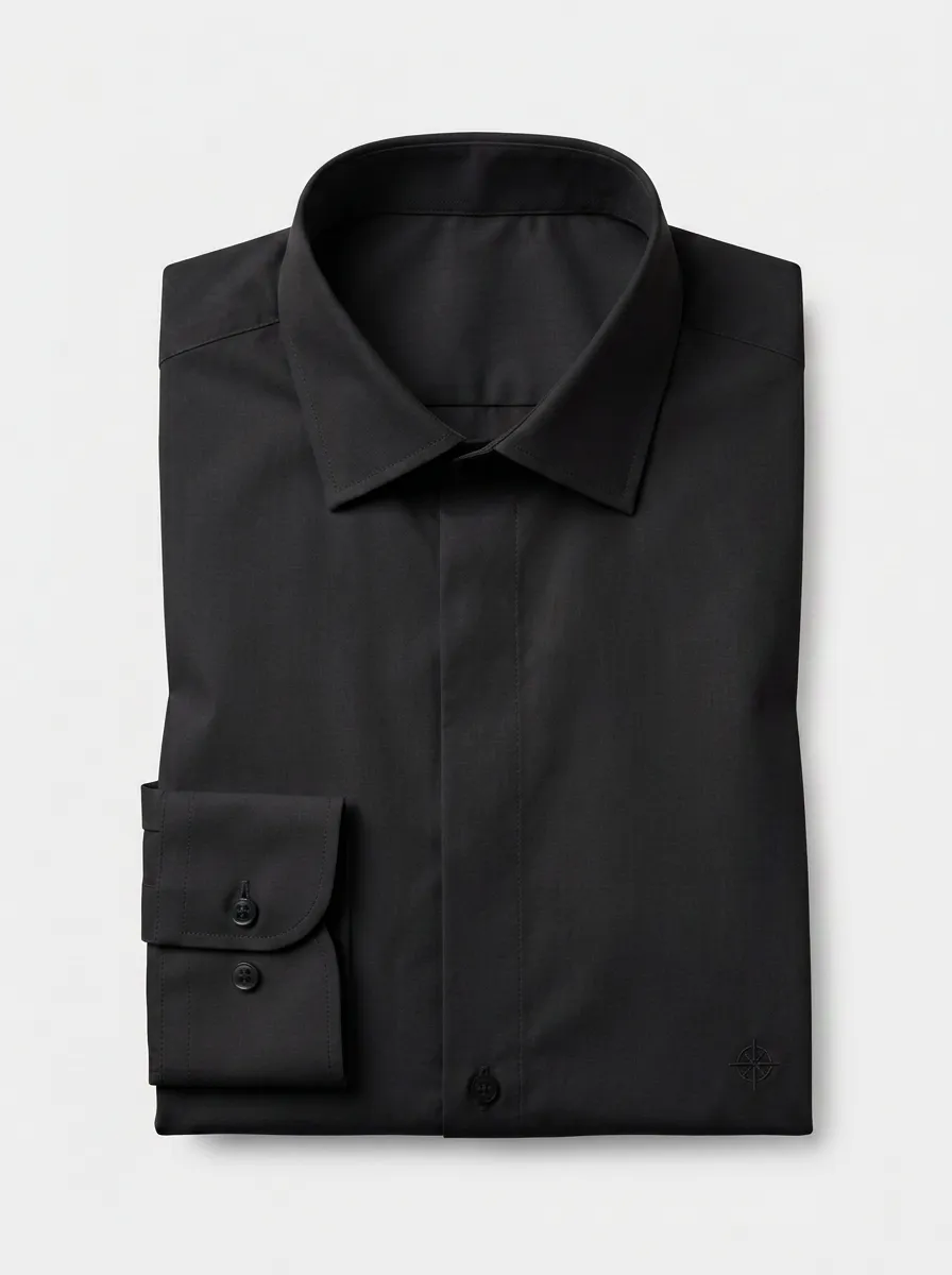 Men's Business Casual Compass Embroidered Non-Iron Cotton Shirt