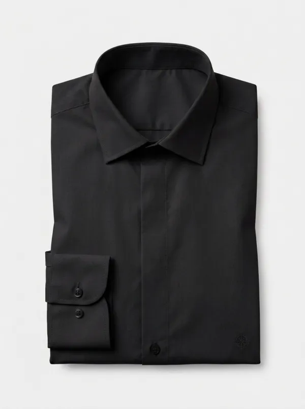 Men's Business Casual Compass Embroidered Non-Iron Cotton Shirt