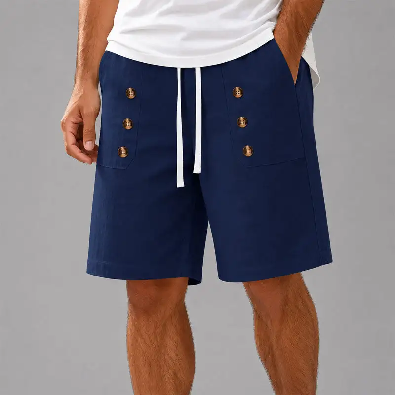 Men's Button Detail Drawstring Shorts