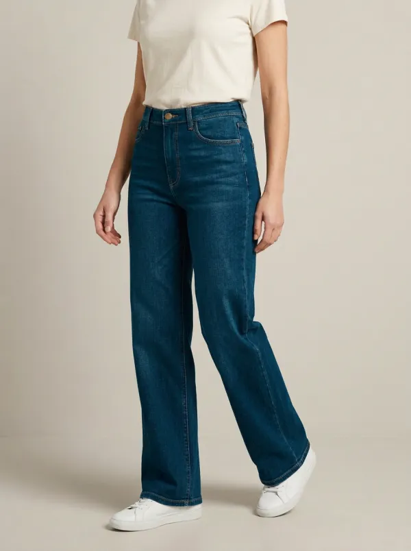 Wide-Leg High-Rise Denim Daily-Wear Denim Jeans