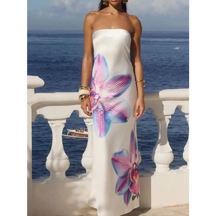 Relaxed Printed Tube Maxi Dress