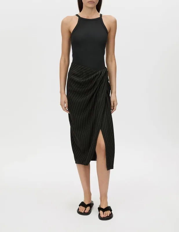 Black Cream Stripe Striped Skirt