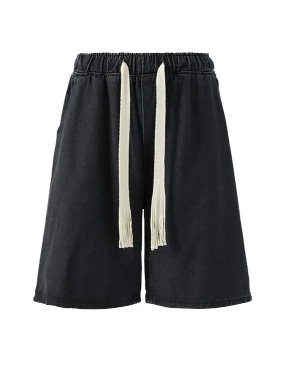 Drawstring Loose Fit Washed Denim Shorts