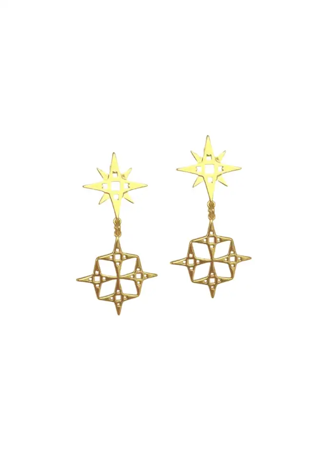 Star Brass Earrings