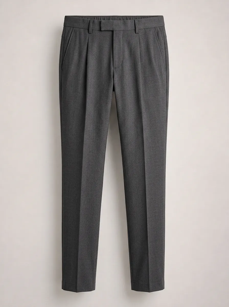 Men's Business Casual Grey Pleated Trousers
