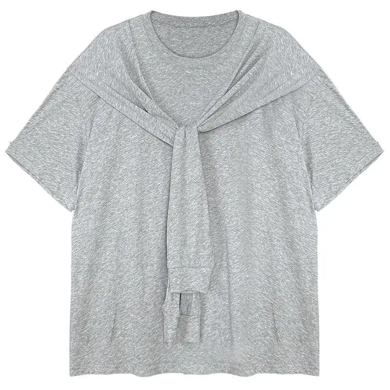 Easy-Wear Two-Layer T-Shirt With Shawl Collar