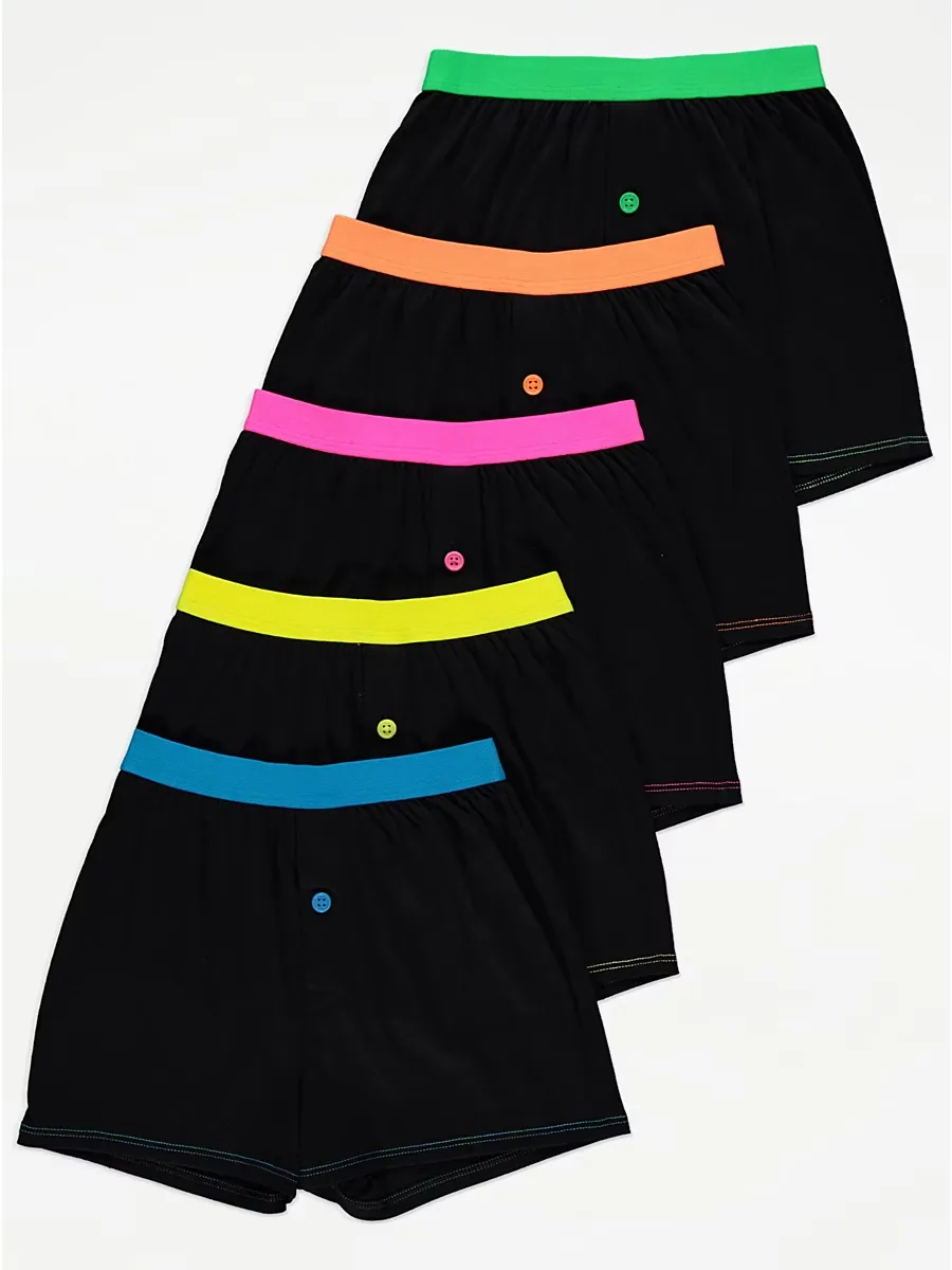Black Neon Trim Boxers 5 Pack