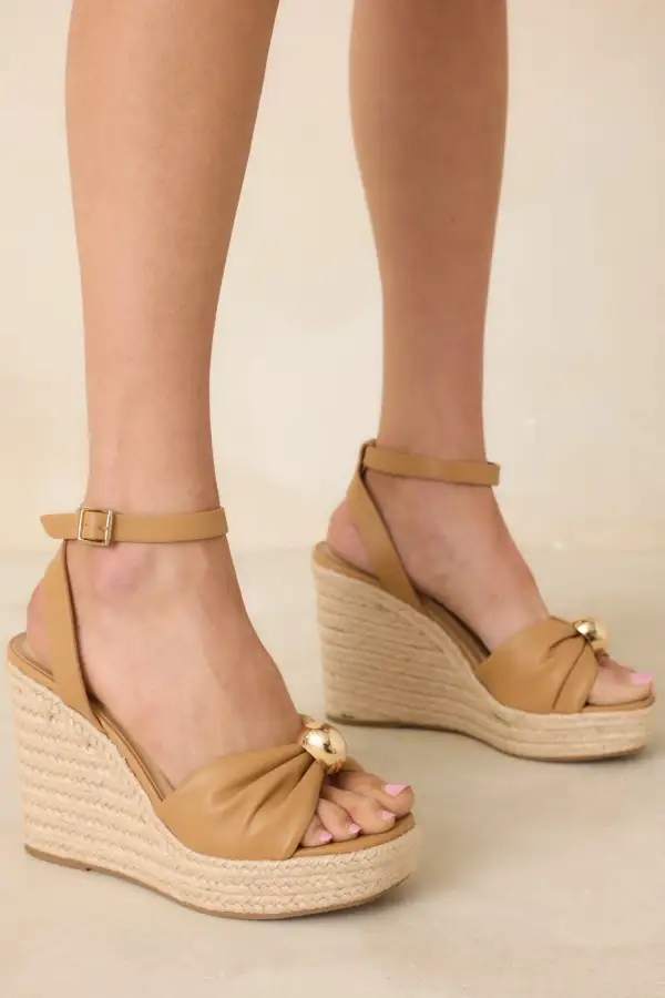 Faux Leather Leather Wedge Sandals