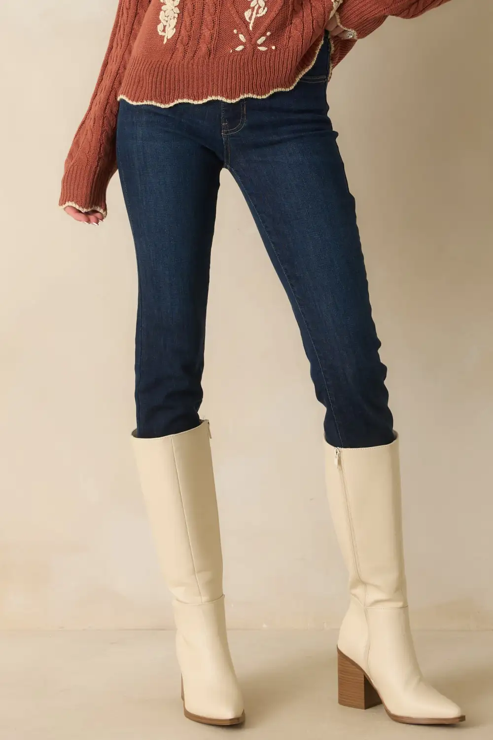 Stated Dark Wash High Waisted Skinny Jeans