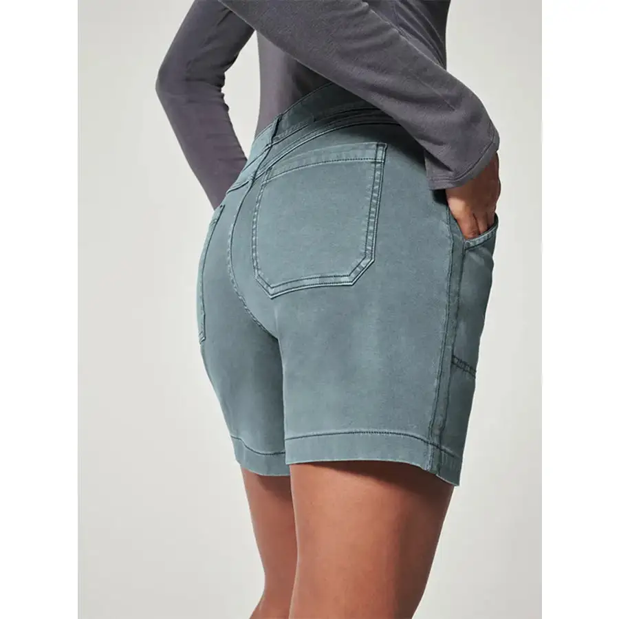 Pocketed Washed Denim Shorts
