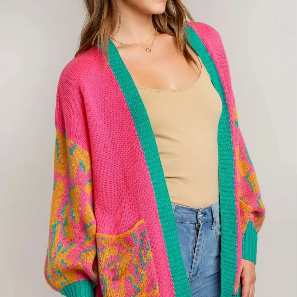 Open Front Ribbed Knit Cardigan
