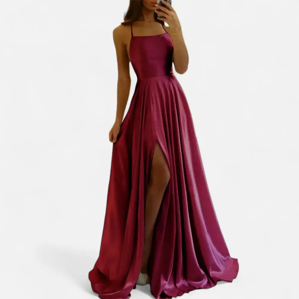  Strappy Slit Maxi Dress
