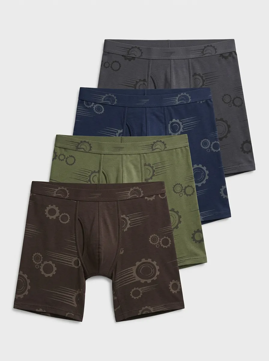 Men's 4-Pack Cog-Motion Fly-Front Boxer Briefs