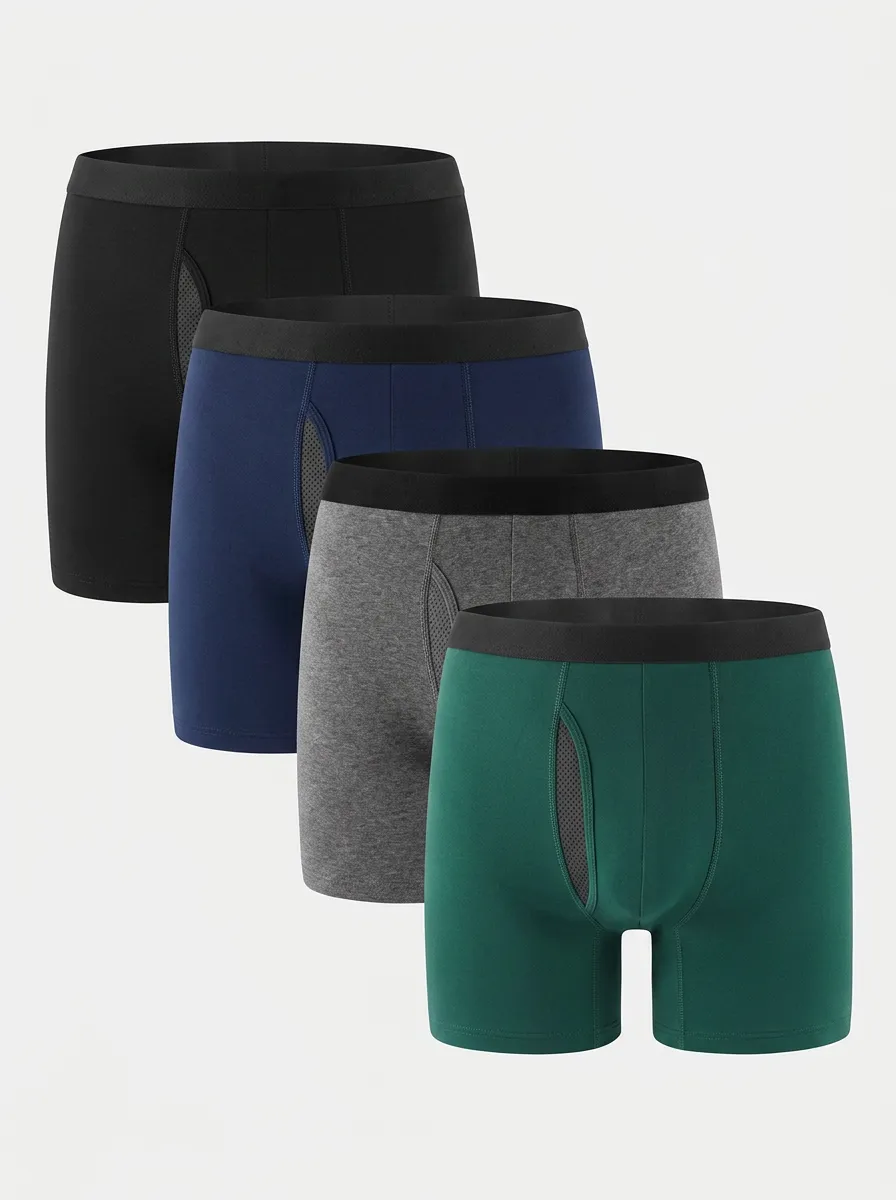 Men's Mesh Pouch Solid 4-Pack Boxer Briefs