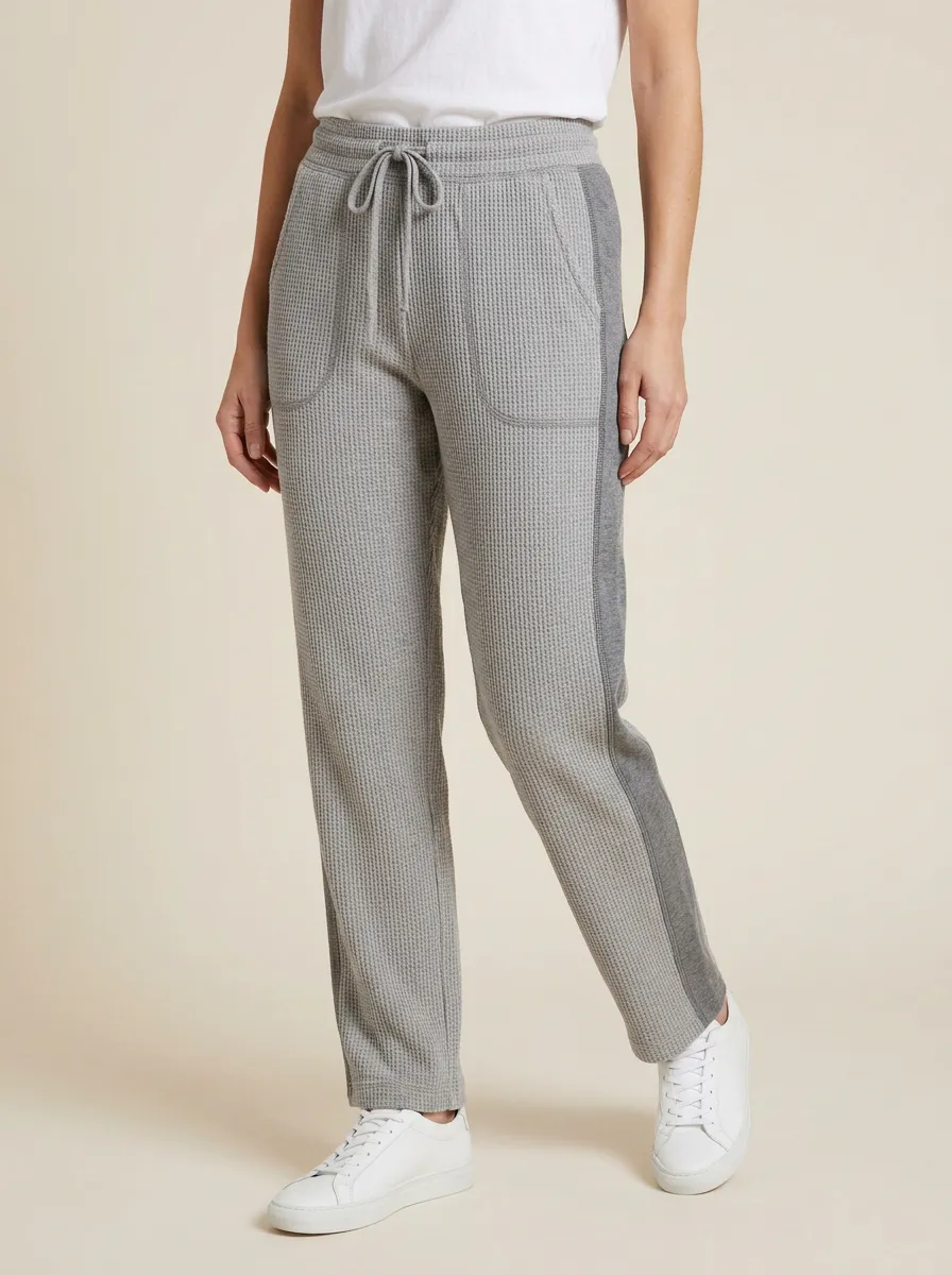 Women's Casual Lounge Waffle Knit Drawstring Jogger Pants