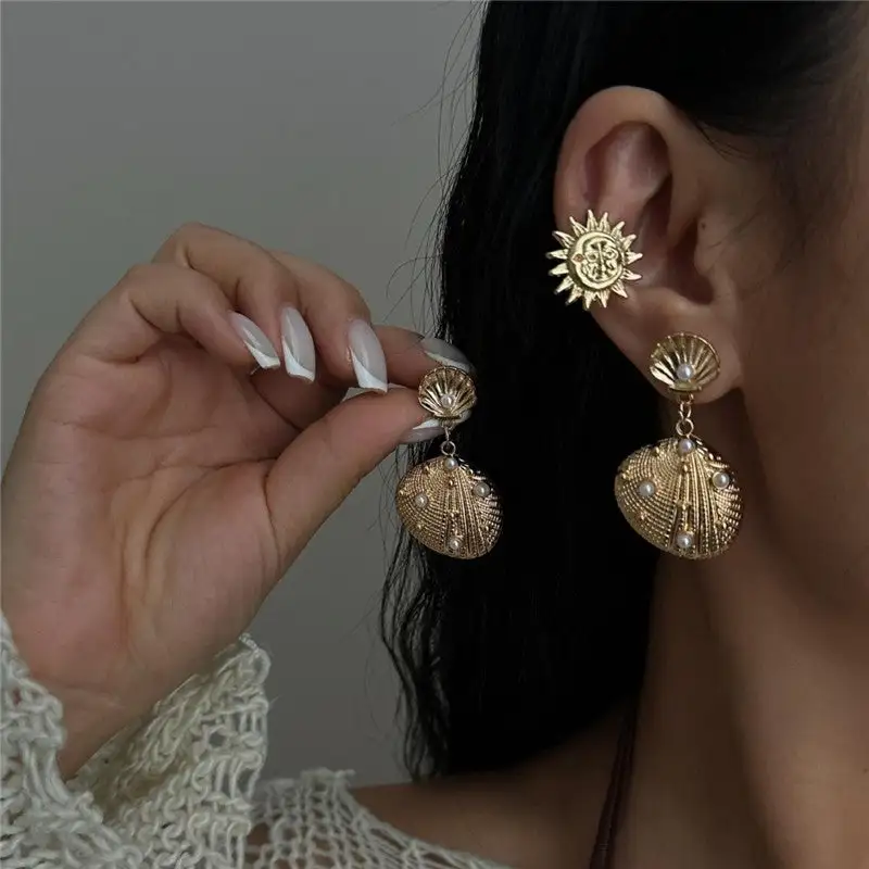 Shell Pearl Statement Earrings