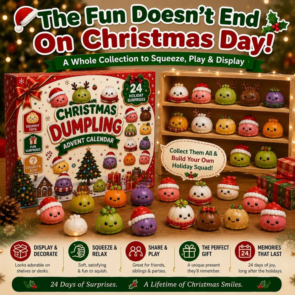 🎅 24 Days of Mini Squishies – Cute 2026 Advent Calendar with Daily Dumpling Surprises