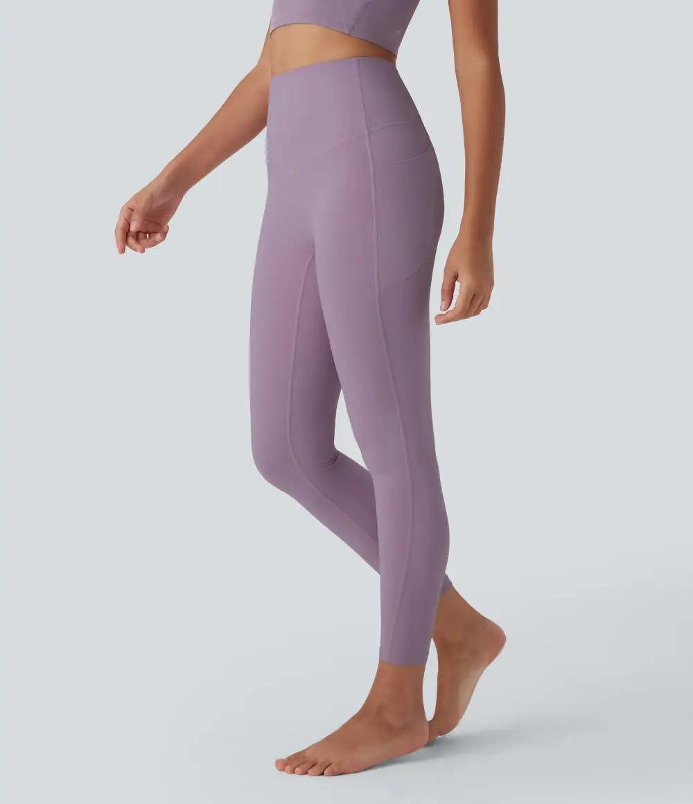 UltraSculpt Cool Quick Dry SoCinched High Waisted Tummy Control Shaping Yoga Leggings with Pockets-UPF50+