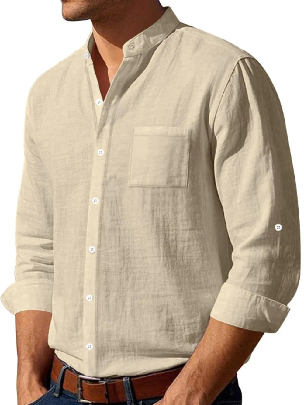 Polyester Button Down Long Sleeve Shirt
