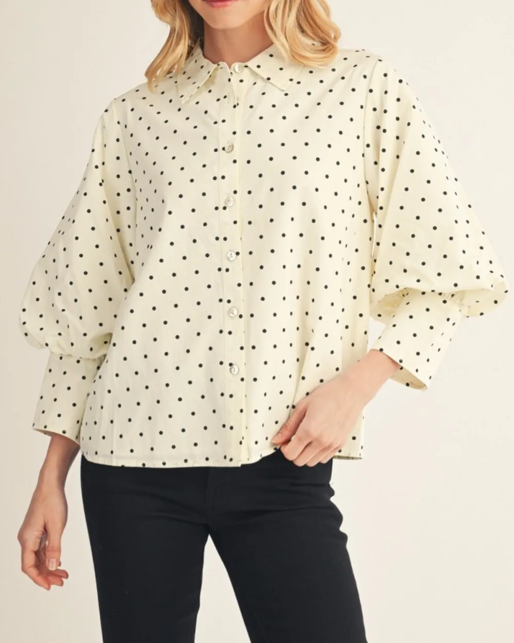 Bishop Sleeves Polka Dot Top