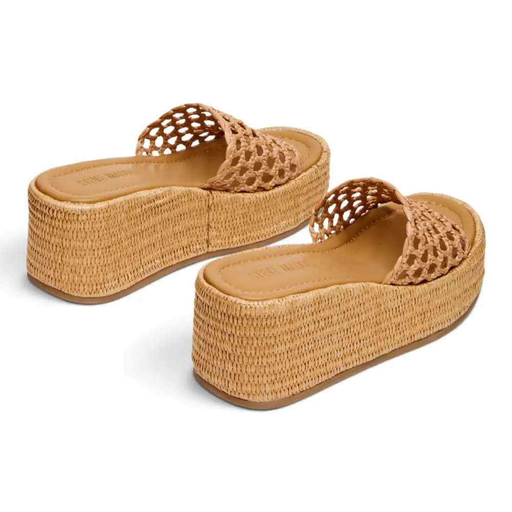 Brandy Raffia Platform Wedge Slide Sandal