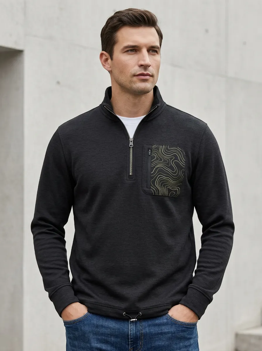 Relaxed Half-Zip Topographic Men's Half-Zip Sweatshirt