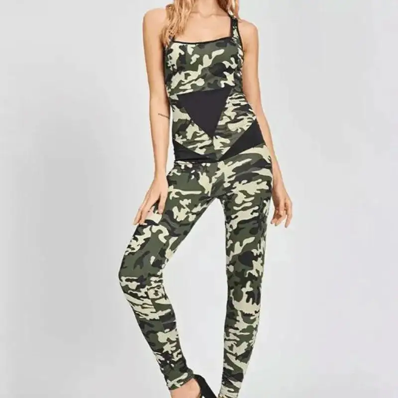 Camouflage-Print Cardigan-Style Jumpsuit