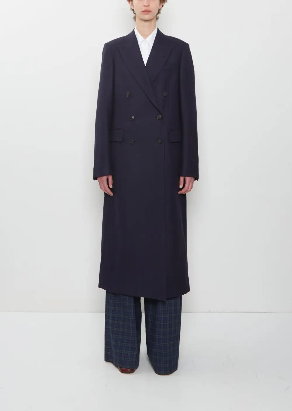 Women's Classic Wool Flannel Double Breasted Longline Coat