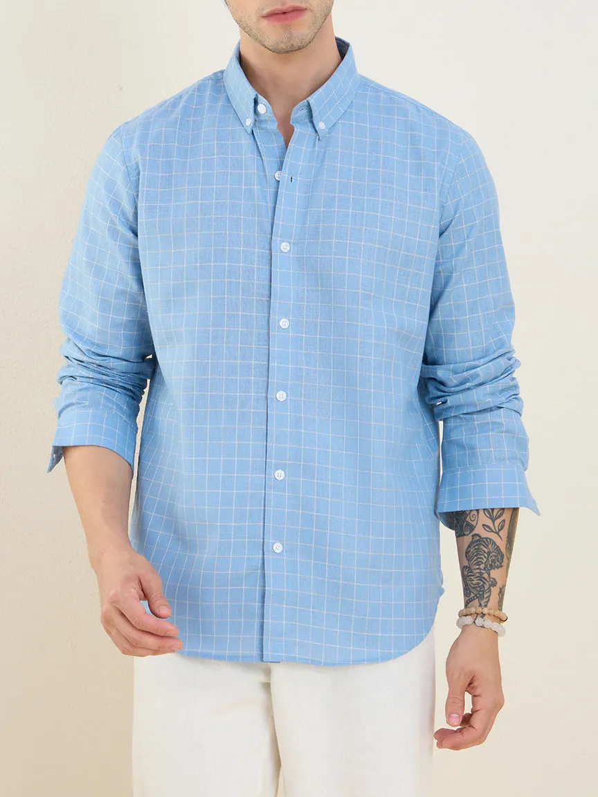 Windowpane Check Checked Slim Fit Men's Formal Shirt
