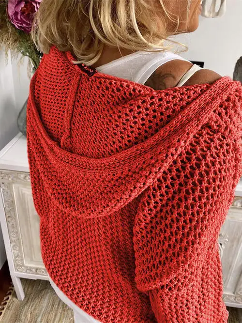 Hooded Openwork Sweater
