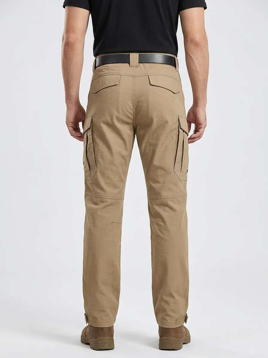 Men's Khaki Multi-Pocket Tactical Cargo Pants