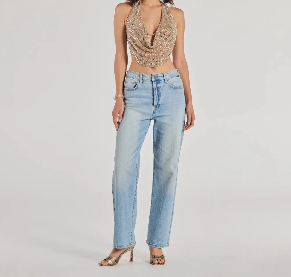 Rhinestone Halter Cropped Top