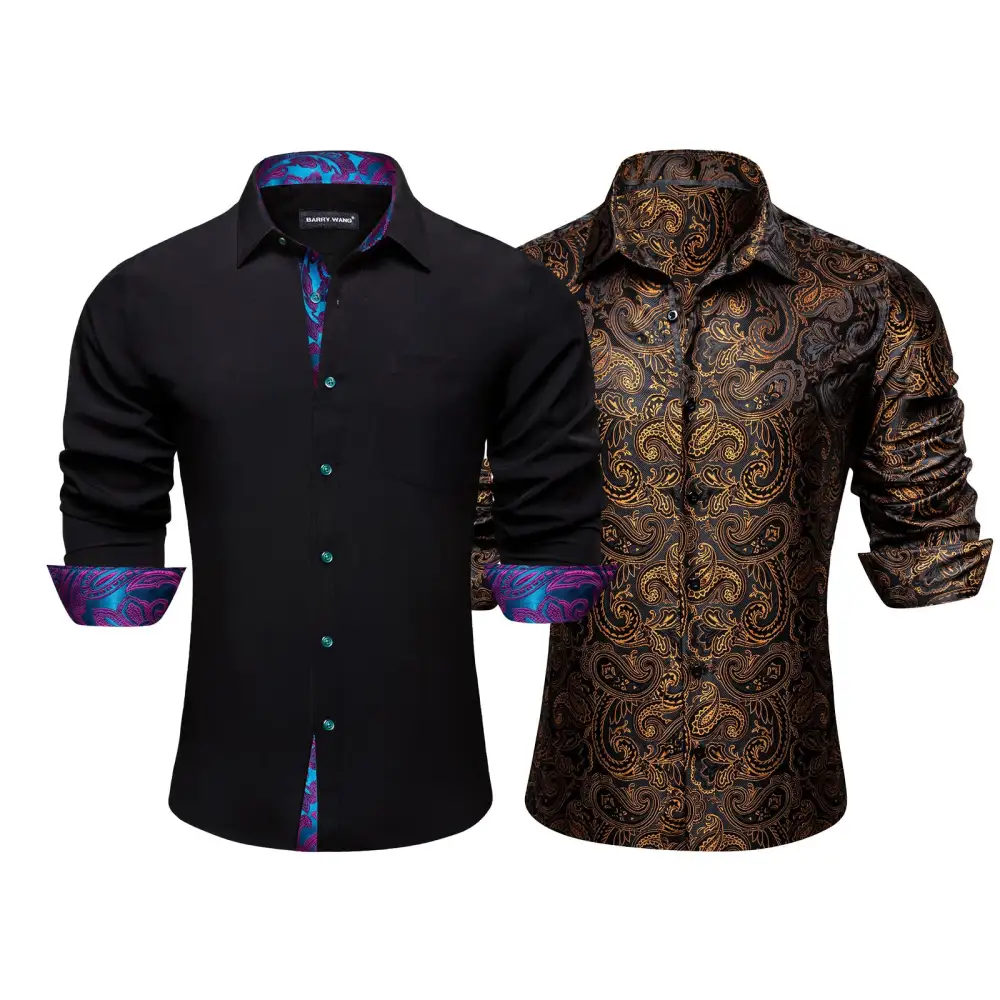 Woven Paisley Long Sleeve Silk Dress Shirt
