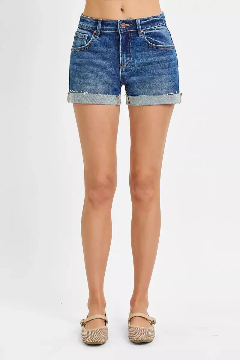 Raw-Hem Cotton Casual Shorts
