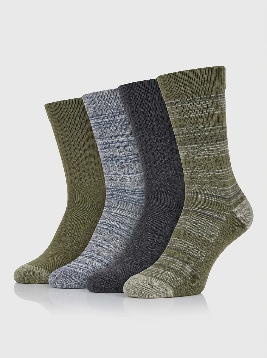 Minimal Striped Men's Four-Pair Long Socks