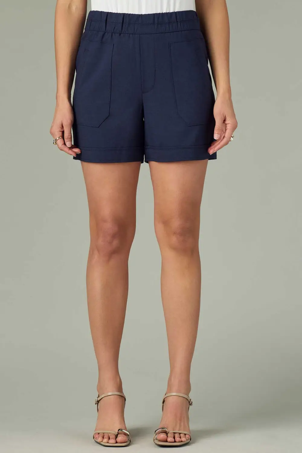 Pull On Banded Petite Shorts Patch Pockets