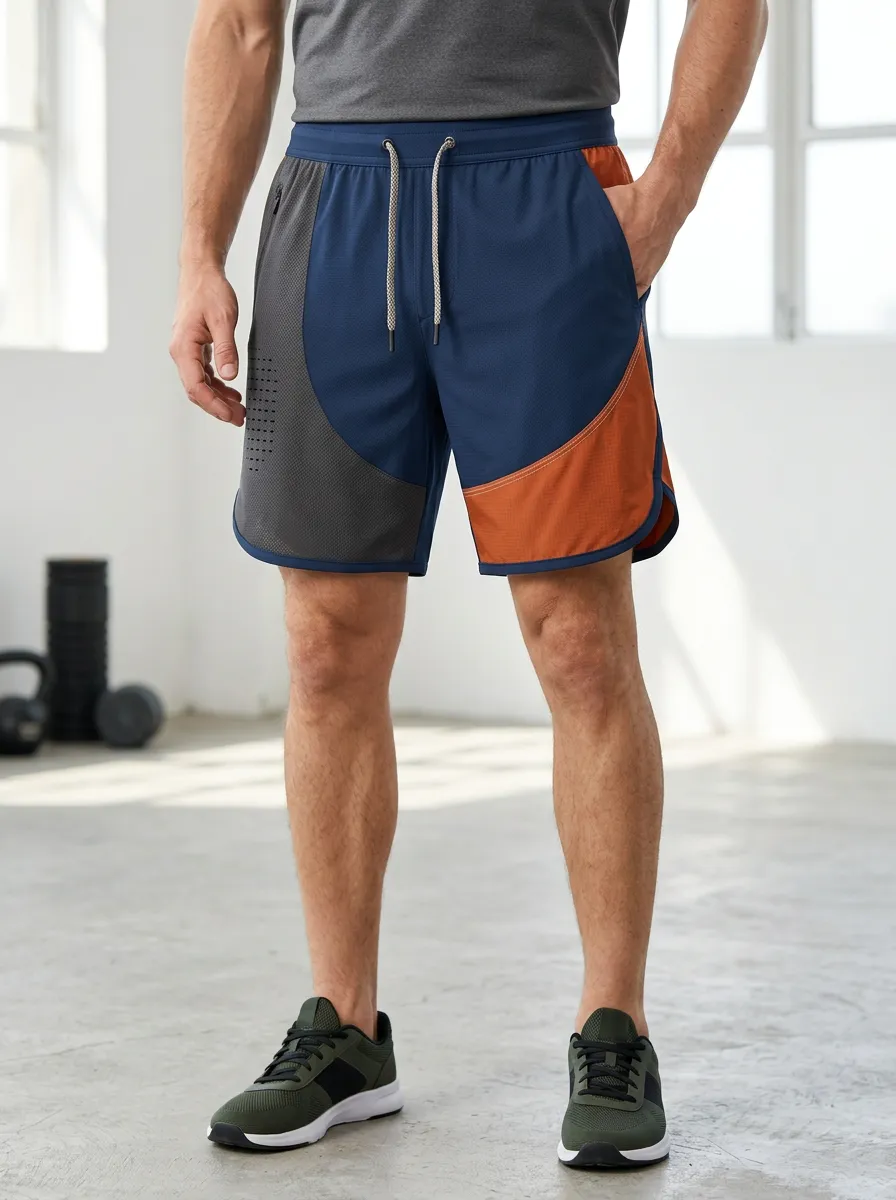 Men's Athletic Training Colorblock Mesh Gym Shorts