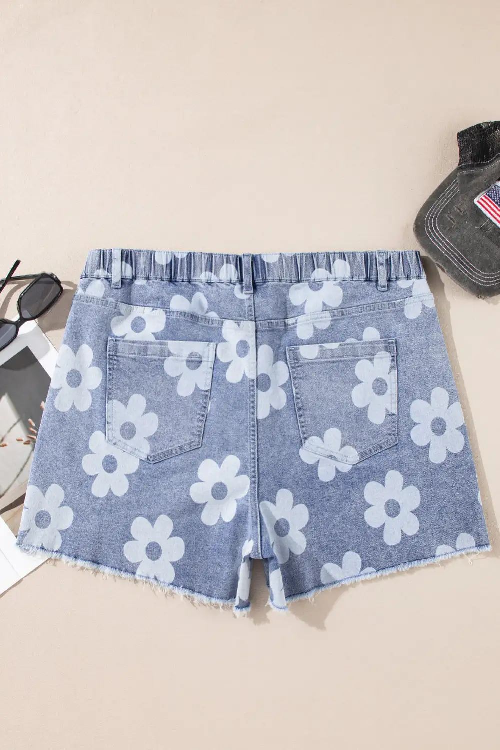 Blue Floral Pattern High Waist