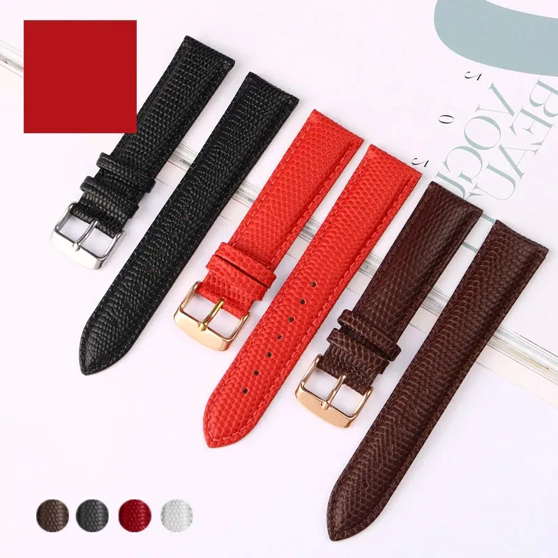 Black Brown Red Top Grade Lizard pattern Men and women Genuine Leather Watch BAND Strap