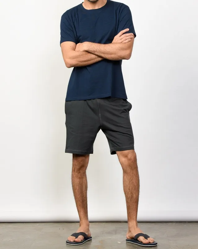 Stone Gray Cotton Terry Shorts