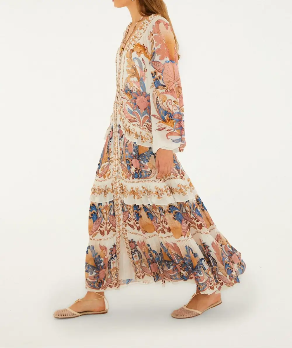 Ruffle Trim Maxi Easy Fit Dress