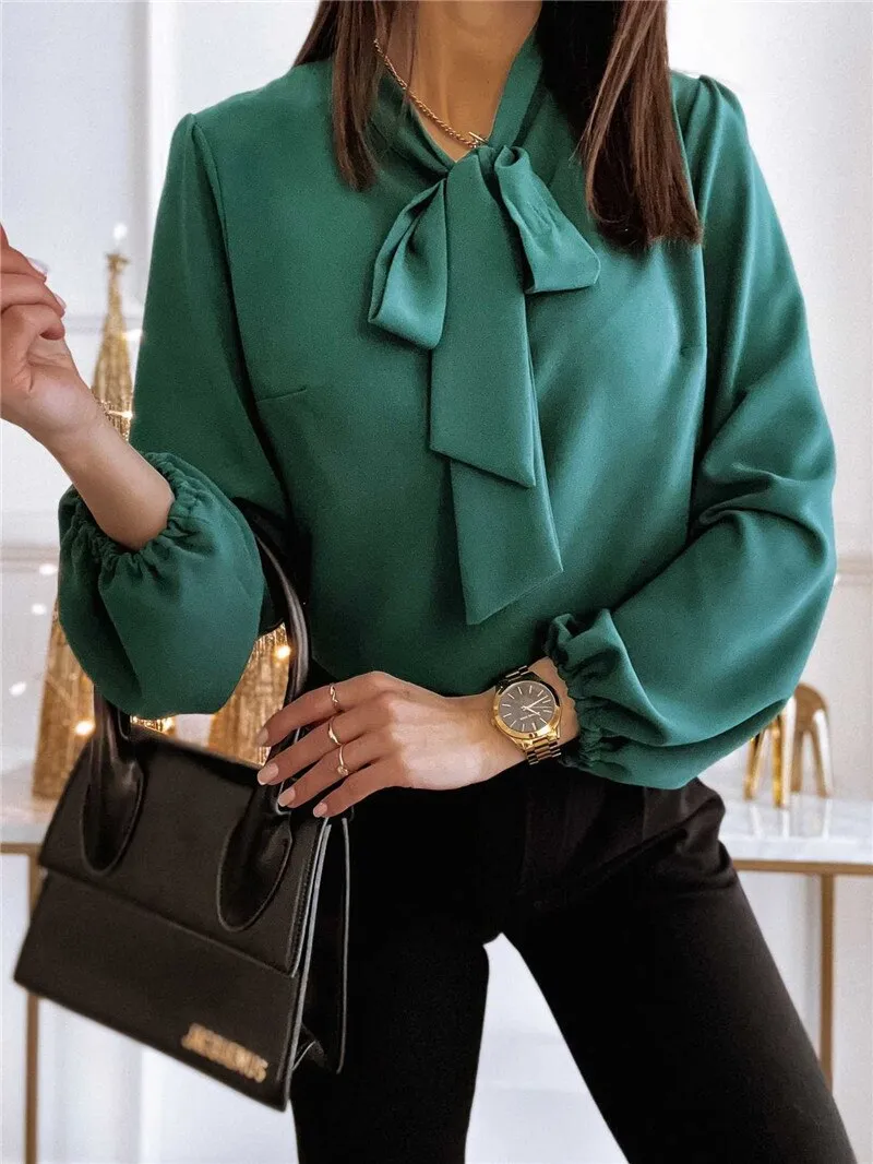 Bow Tie Blouse  Long Sleeve Top