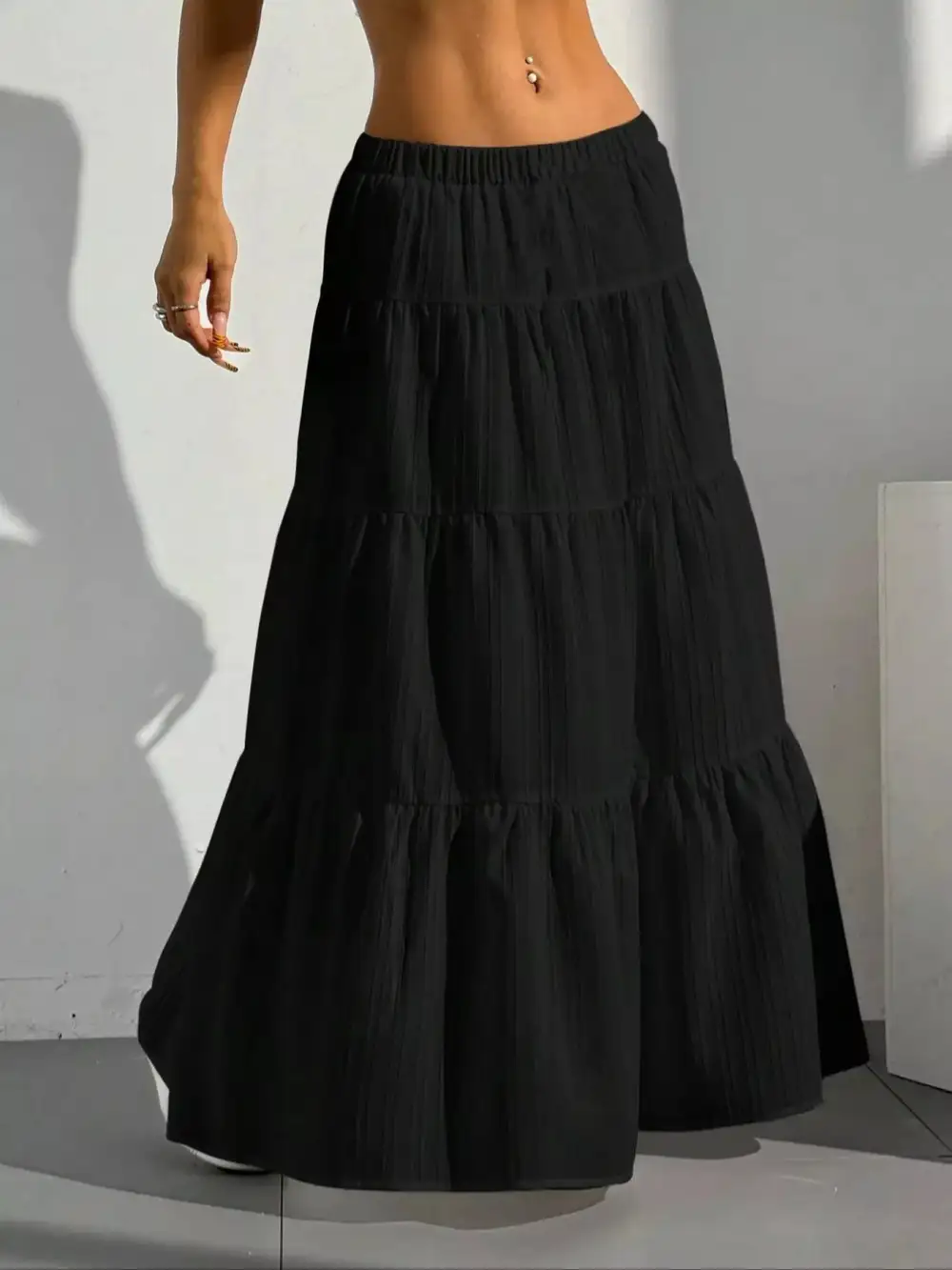 Classic Flowy Tiered Maxi Skirt