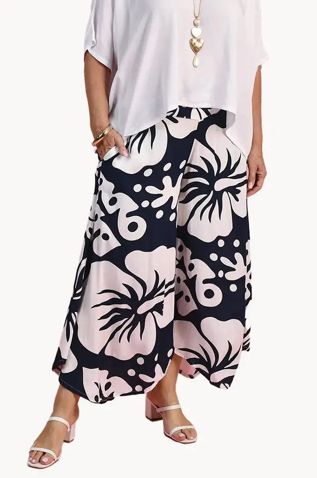 High Low Pleated Wide Leg Pants