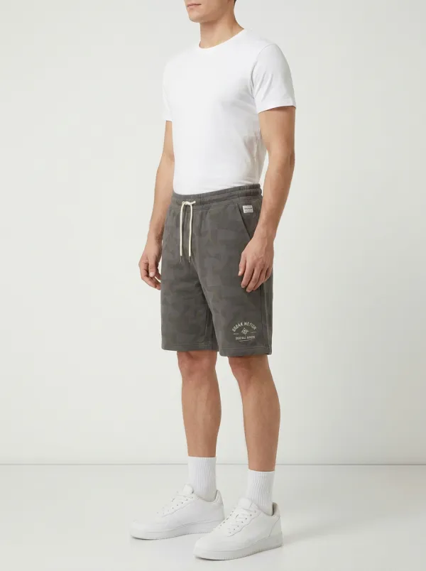 Men's Geometric Drawstring Elastic-Waist Relaxed-Fit Printed Sweat Shorts