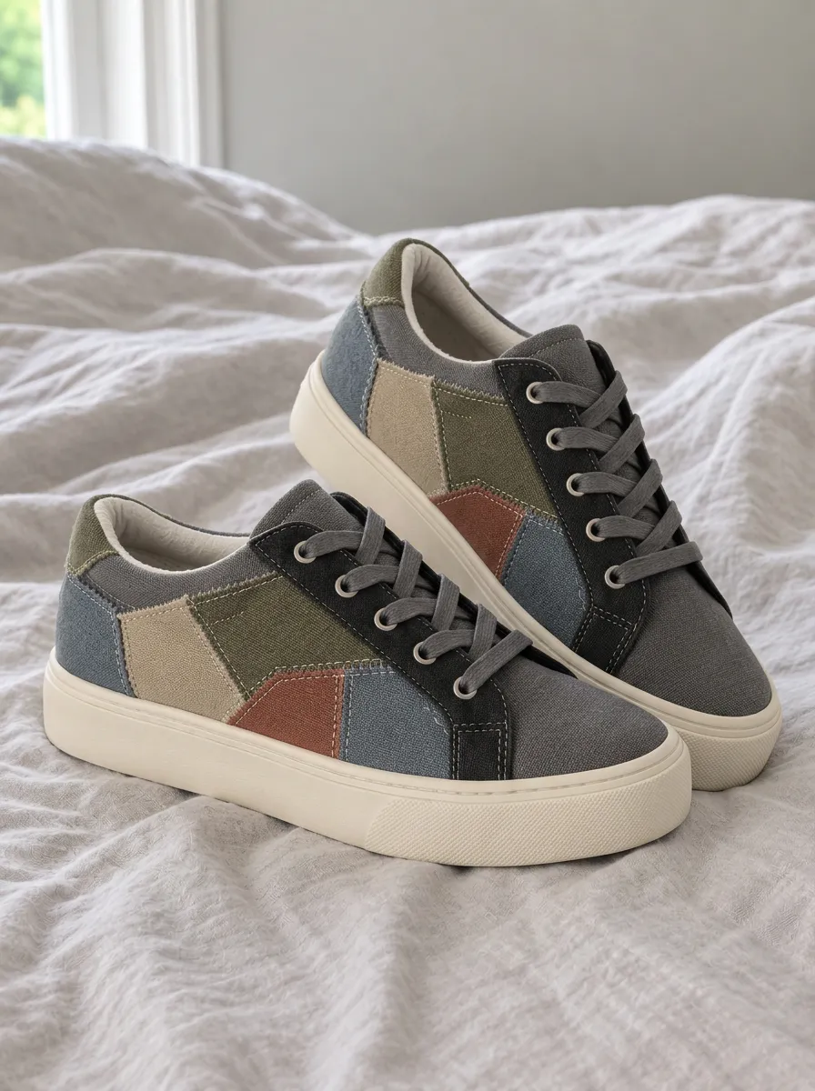 Men's Classic Casual Patchwork Patterned Forest Inspired Canvas Shoes